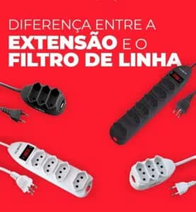 Diferença entre extensão e filtro de linha (Crédito: Ourolux)
