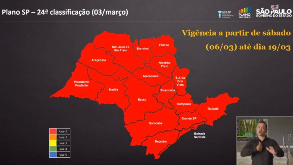 SP na fase vermelha (Divulgação/ Governo do Estado) SP na fase vermelha (Divulgação/ Governo do Estado)