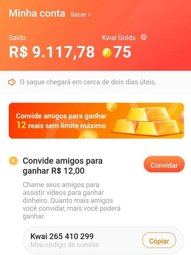 Como convidar amigos para o Kwai e ganhar dinheiro