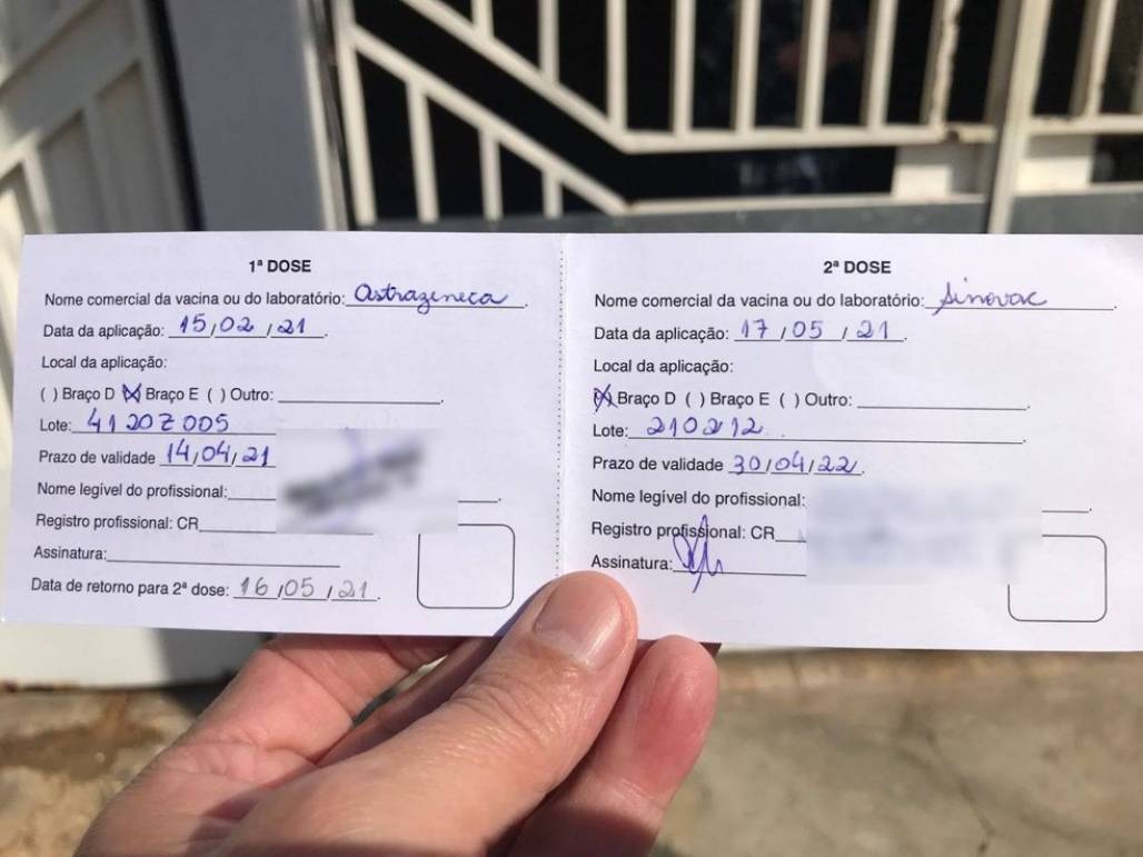 Segunda dose errada da vacina (Arquivo pessoal) Segunda dose errada da vacina (Arquivo pessoal)