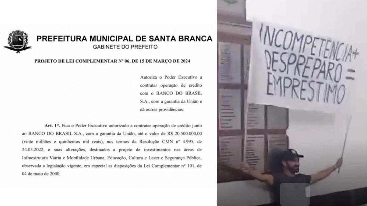 Santa Branca: Protesto contra empréstimo de R$ 20 milhões da Prefeitura