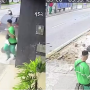 Agente de limpeza escapa de atropelamento